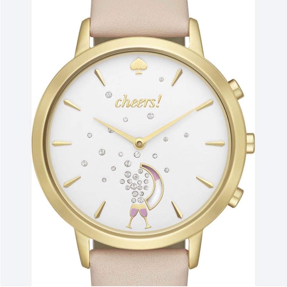 Kate Spade Metro Grand Gold and Pink Watch with Cheers